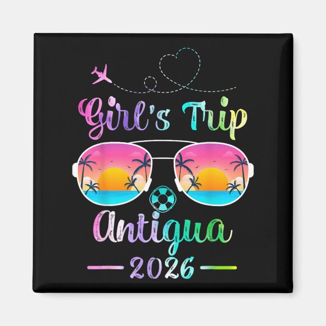 Aimant Voyage de femmes à Antigua Beach 2026 Vibrations e (Devant)