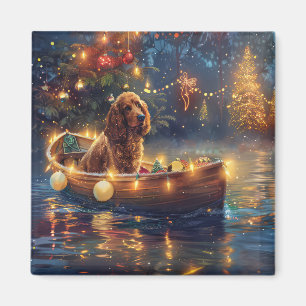 Aimant Voyage de fête de Noël de Cocker Spaniel