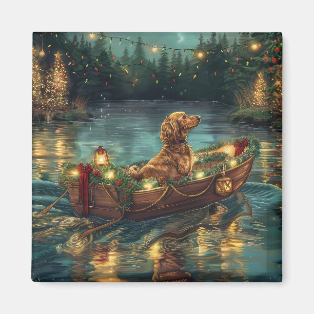 Aimant Voyage de fête de Noël du Lévrier Afghan (Devant)