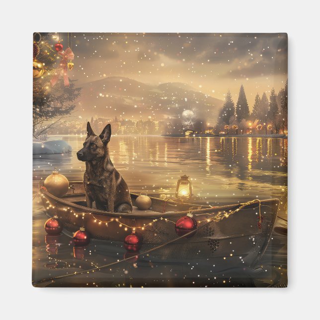 Aimant Voyage de fête de Noël du Malinois belge (Devant)