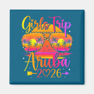 Aimant Voyage de filles aruba 2026 tropical correspondanc