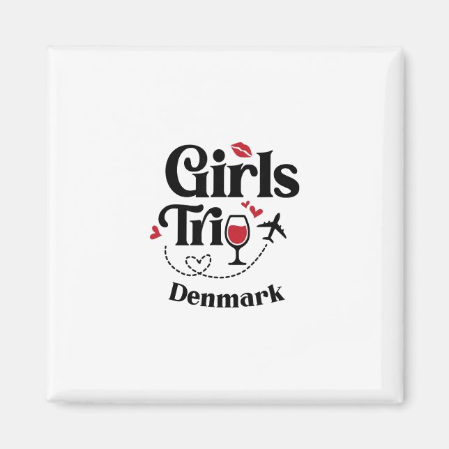 Aimant Voyage de filles au vin mignon Danemark Vacances  (Devant)