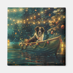 Aimant Voyage de Noël Festif Border Collie