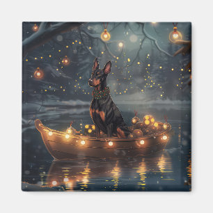 Aimant Voyage de Noël Festif du Doberman