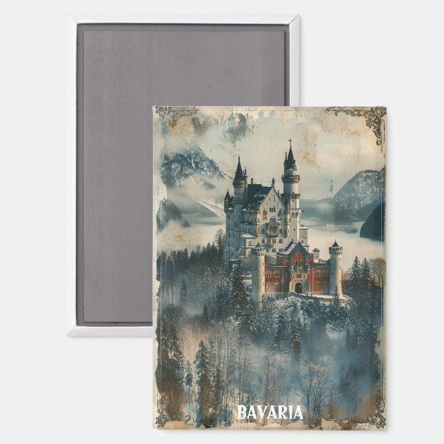 Aimant Voyage en Bavière Château de Neuschwanstein (Recto/Verso)