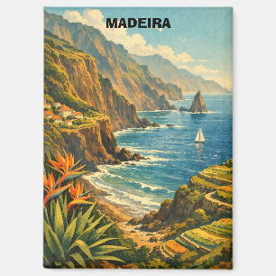 Aimant Voyage Falaises Côtières Madère Portugal Vintage