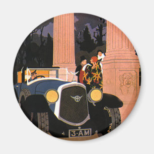 Aimant Voyage Fantaisie Vintage, Élégante Voiture Décapot