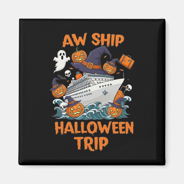 Aimant Voyage Halloween Joyeux Halloween Citrouille Squel (Devant)