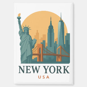 Aimant Voyage minimaliste vintage à New York