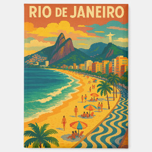 Aimant Voyage Rétro Copacabana Rio de Janeiro Brésil 