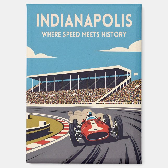Aimant Voyage Rétro Indianapolis Indiana Course Automobil (Recto)