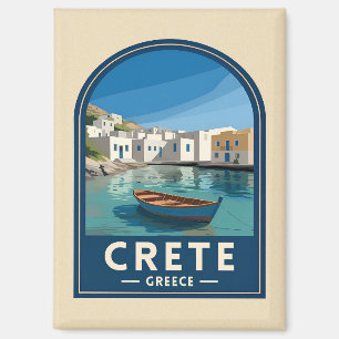 Aimant Voyage Rétro Vintage Crète Grèce Bord de Mer