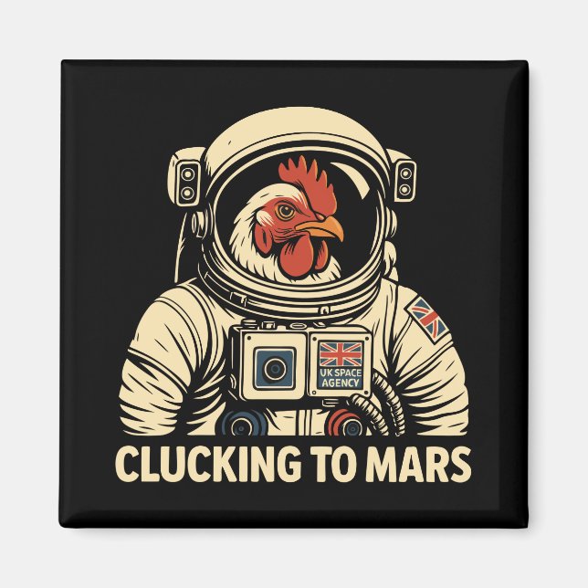 Aimant Voyage spatial de poulets d'astronaute (Devant)