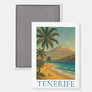 Aimant Voyage sur la plage vintage de l'île Canarie de Te