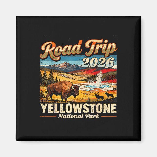 Aimant Voyage sur la route 2026 parc national de yellowst (Devant)