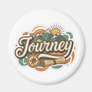 Aimant Voyage vers les montagnes & typographie d'aventure