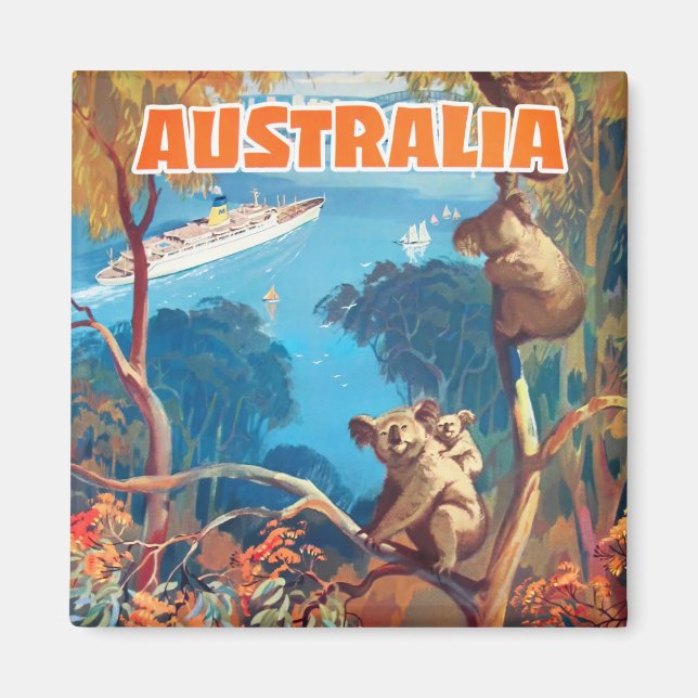 Aimant voyage vintage Australie (Devant)