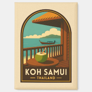 Aimant Voyage Vintage Koh Samui Île Thaïlande Rétro