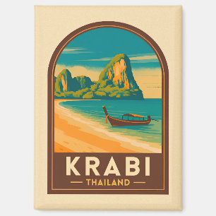 Aimant Voyage Vintage Krabi Thaïlande Plage de Railay Rét