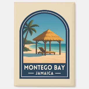 Aimant Voyage Vintage Montego Bay Jamaïque Plage Rétro