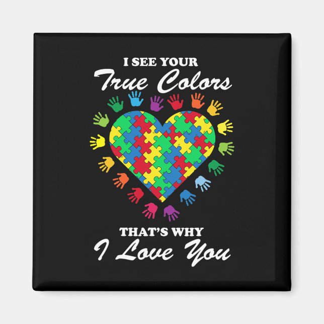 Aimant Vrai Couleurs Puzzle Coeur Cool Sensibilisation su (Devant)