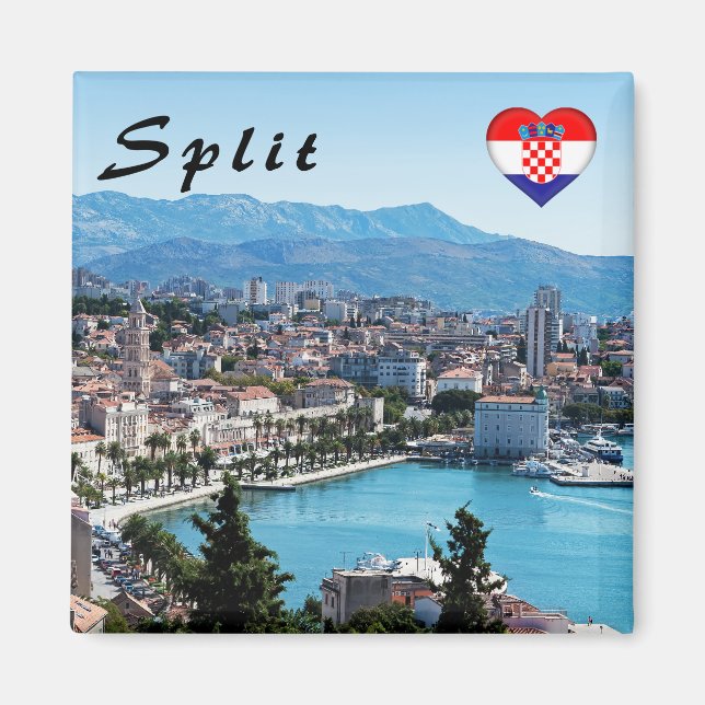 Aimant Vue aérienne du front de mer de la ville de Split, (Devant)