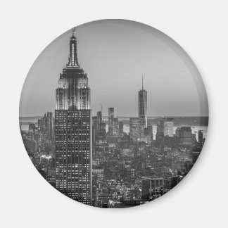 Aimant Vue aérienne en noir et blanc de New York City Nig