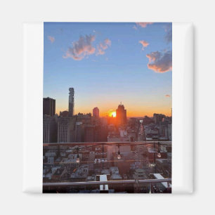 Aimant Vue artistique de la ville de New York au coucher