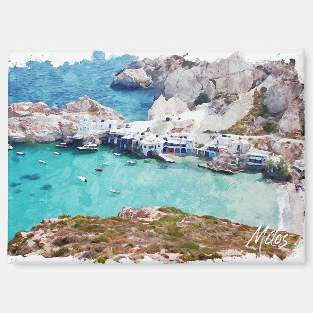 Aimant Vue côtière colorée de Milos Grèce (Recto)