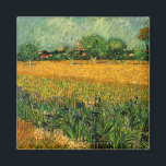 Aimant Vue d'Arles avec Irises par Vincent van Gogh<br><div class="desc">Vue d'Arles avec Irises au premier plan par Vincent van Gogh est un post impressionnisme d'art vintage peinture paysage nature. Un champ de blé avec des fleurs d'iris violet au premier plan sur une ferme. Arbres et la ville d'Arles avec maisons sont dans l'arrière - plan. À propos de l'artiste...</div>