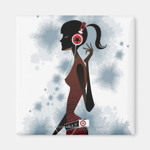 Aimant Vue de côté de la musique de écoute de femme