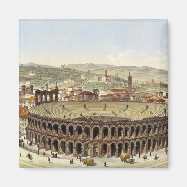 Aimant Vue de l'amphithéâtre romain de Vérone, gravée par (Devant)