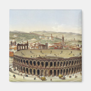 Aimant Vue de l'amphithéâtre romain, Vérone, b gravé