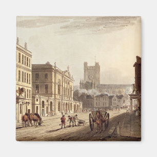 Aimant Vue de l'église hôtel de ville, du marché et