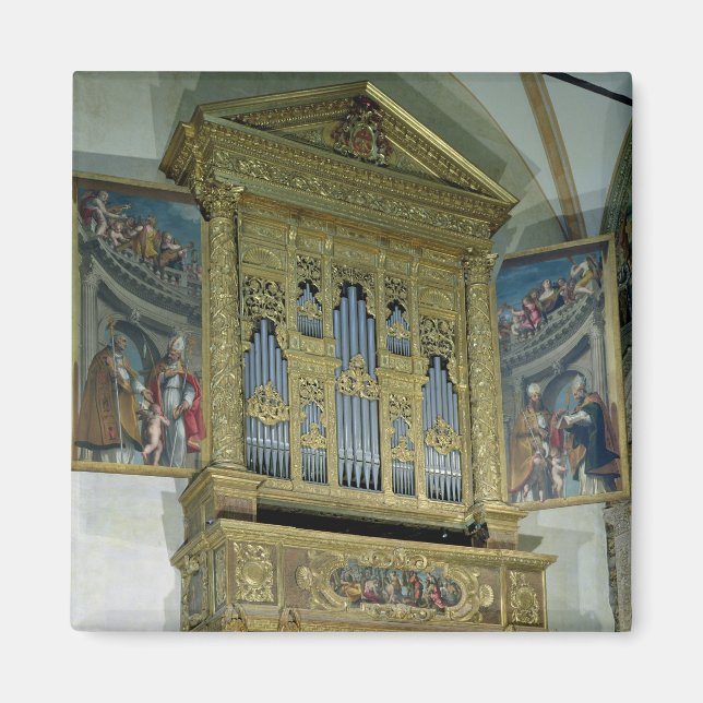 Aimant Vue de l'orgue de l'église, c.1590 (Devant)