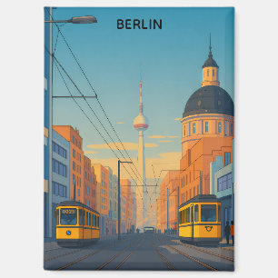 Aimant Vue de rue vintage du tramway de Berlin Allemagne