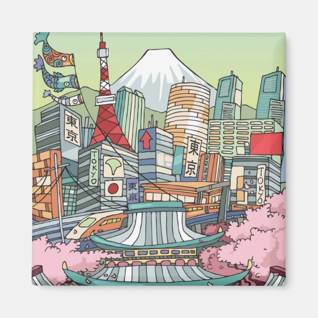 Aimant Vue de Tokyo (Devant)