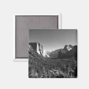 Aimant Vue de Tunnel View Yosemite Valley Photo en noir e