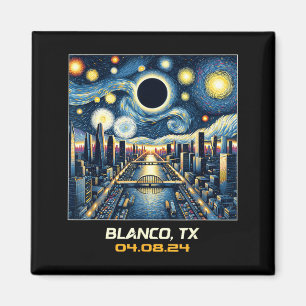 Aimant Vue de ville Éclipse solaire totale Blanco Texas