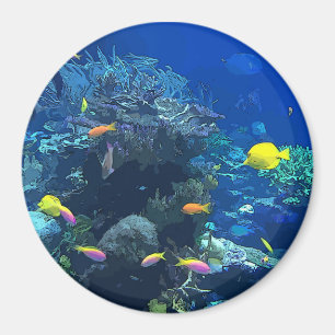 Aimant Vue d'océan avec l'aimant coloré de poissons et de