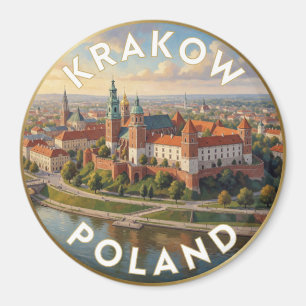 Aimant Vue du château de Wawel à Cracovie sur la Vistule
