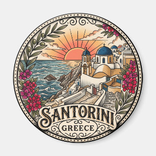 Aimant Vue du coucher de soleil Santorin Grèce