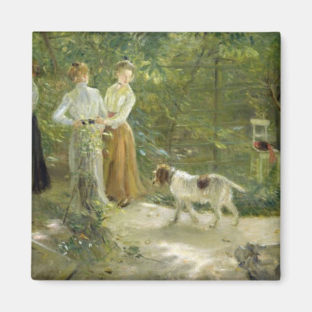 Aimant Vue du jardin de l'artiste avec ses filles (Devant)