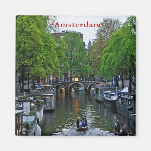 Aimant Vue d'un des canaux d'Amsterdam