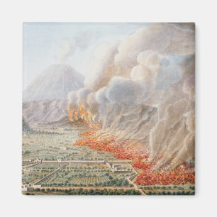 Aimant Vue d'une éruption du mont Vésuve qui a commenc