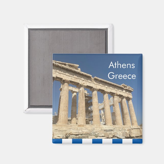 Aimant Vue extérieure des ruines antiques d'Athènes (Recto/Verso)