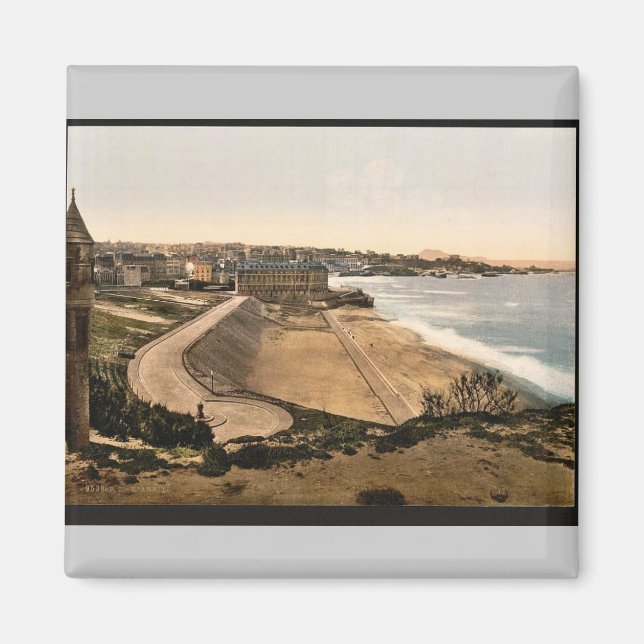Aimant Vue générale, Biarritz, Pyrénées, France vintage P (Devant)