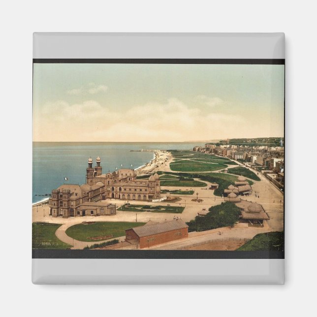 Aimant Vue générale, Dieppe, France Photochrom vintage (Devant)