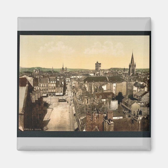 Aimant Vue générale, Dijon, France Photochrom vintage (Devant)
