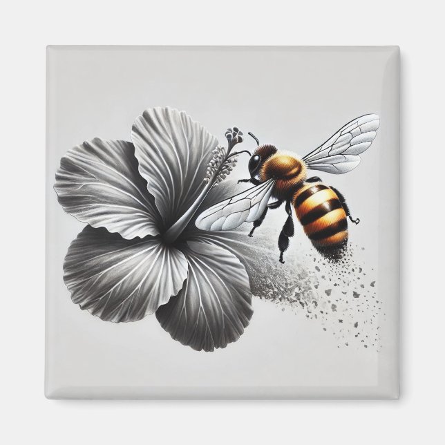 Aimant Vue macro détaillée d'une abeille (Devant)